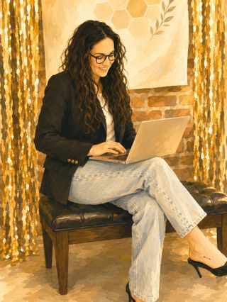 Baileigh La Rue, founder of Golden Hive Gatherings, planning at an event